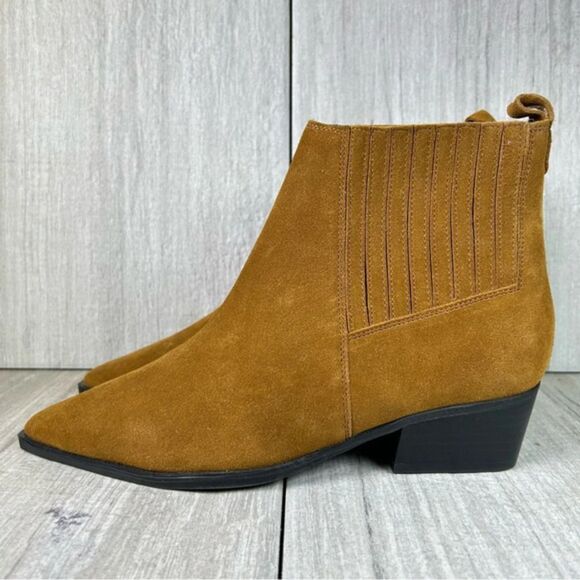 Marc Fisher Yarita Brown Suede Leather Pointed Ankle Booties Women’s Size 8 M - Picture 1 of 10